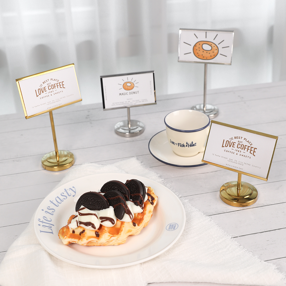 명함 거치대 엽서 카드 꽃이 사진 메모 홀더 메탈 스탠드 카드 스테이션 실버 S 이미지 2