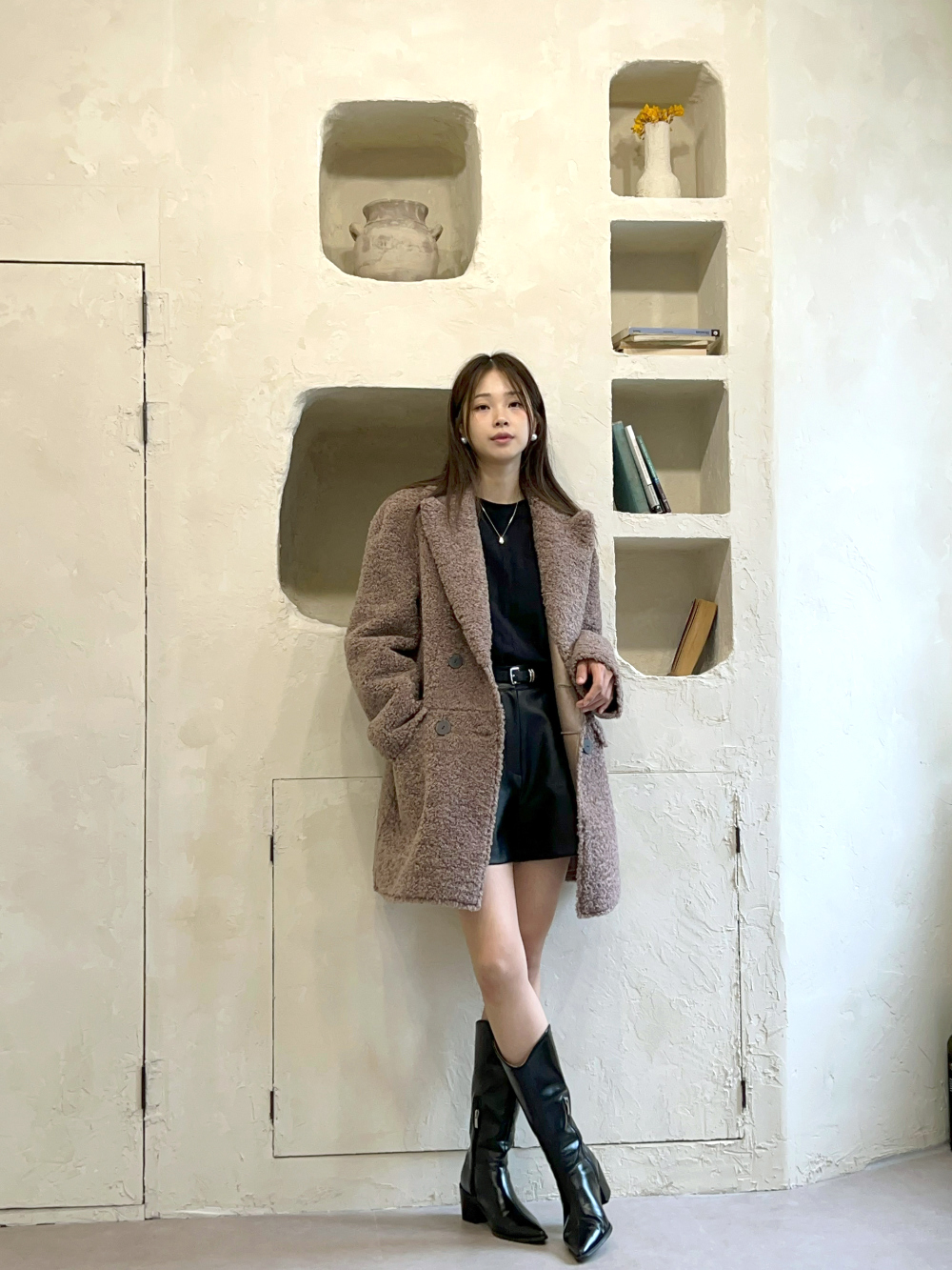 금강모피금강 자체제작 페이크퍼 후리스 더블자켓 하프코트 KPH-210 브라운브랜드스토어 상세 이미지 6