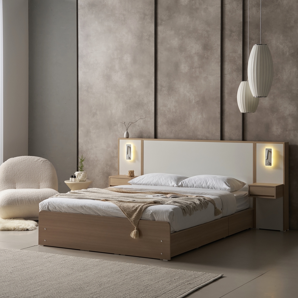 루나힐 부부 트윈 베드 높은 호텔형 서랍형 낮은 슈퍼싱글프레임