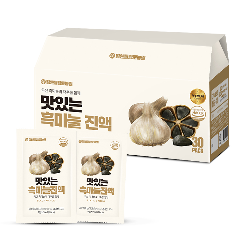 [끝딜/국내산 흑마늘] 참앤들황토농원 맛있는 흑마늘진액 70ml 30포, 1개