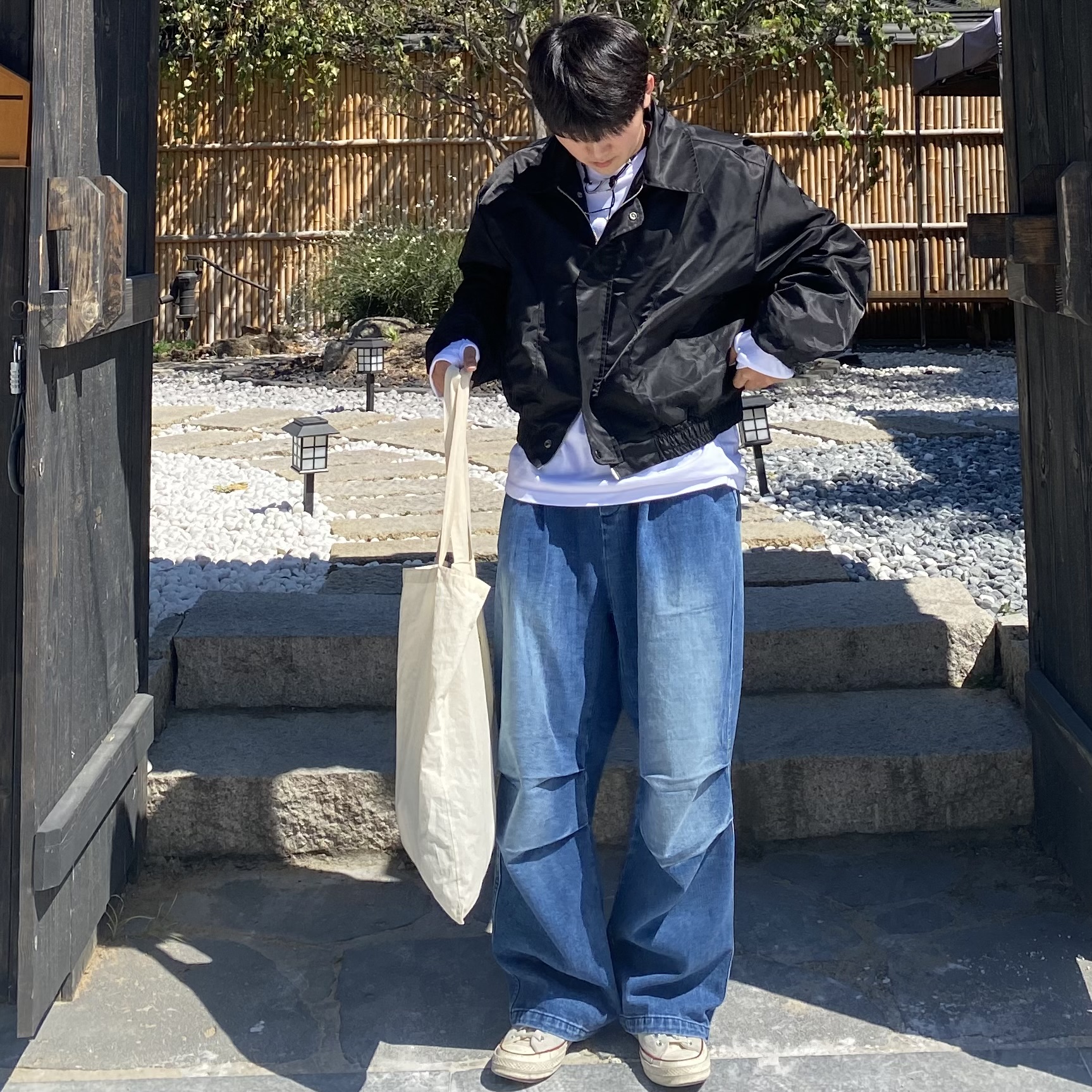 남자 블루종 자켓 크롭 집업 야상 오버핏 - 상세 이미지 2