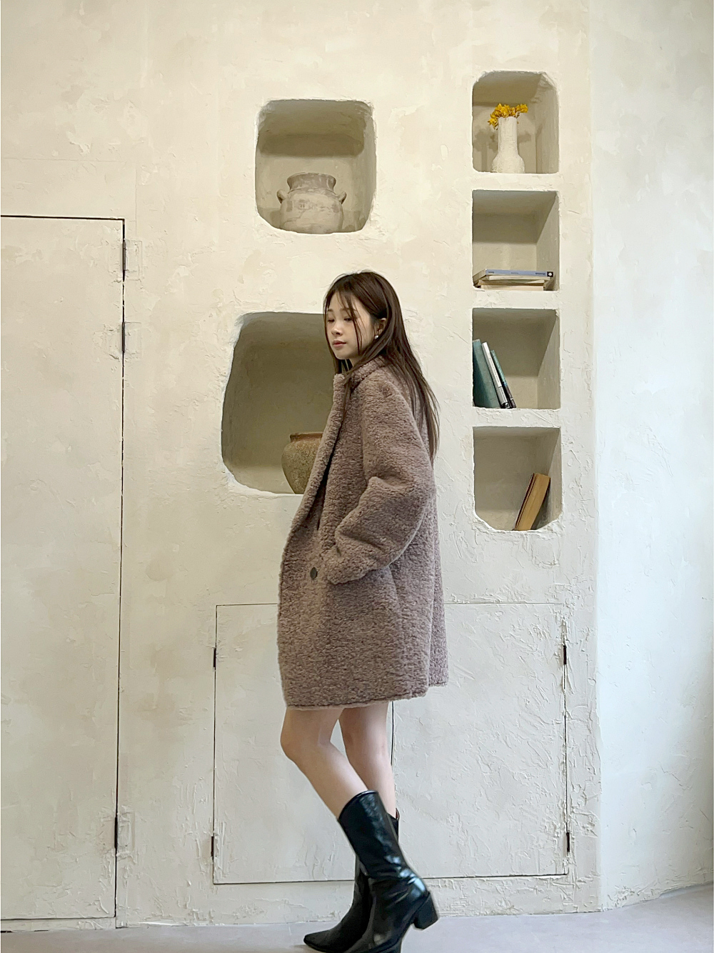 금강모피금강 자체제작 페이크퍼 후리스 더블자켓 하프코트 KPH-210 브라운브랜드스토어 상세 이미지 8