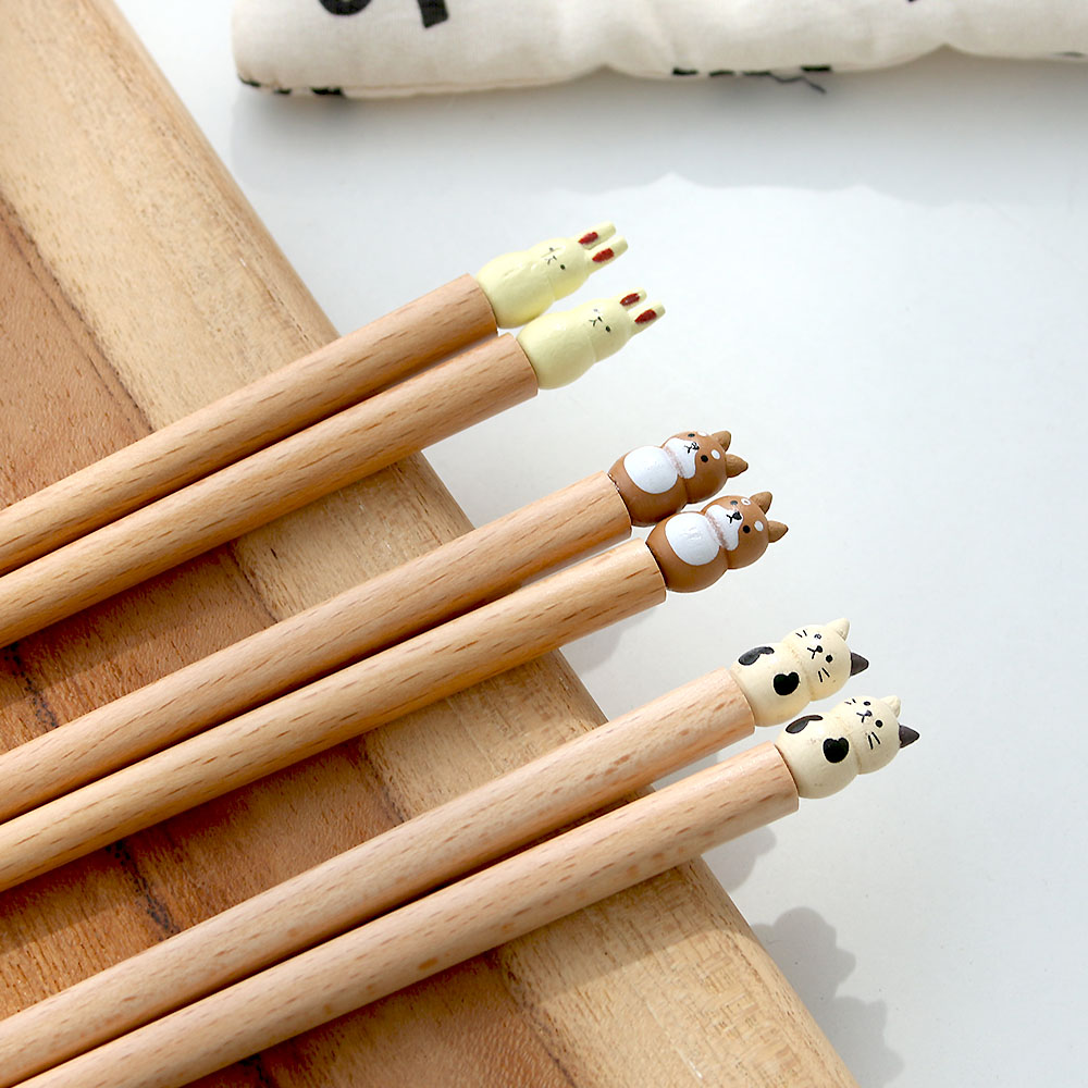 일본 동물 캐릭터 장식 젓가락 일식 나무 우드 수저 예쁜 신혼 부부 귀여운 찹스틱