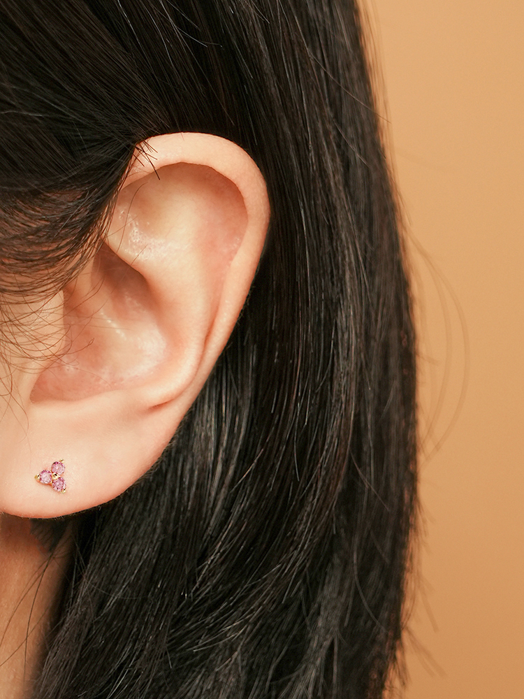[0.8mm]14K 인터널 모이사나이트 다이아 삼각 라블렛 피어싱 귀걸이 이미지 6