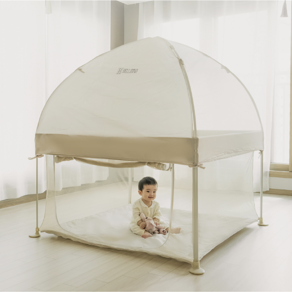 헬로디노 원터치 사각 베이비룸 전용패키지 휴대용 아기 울타리 안전가드 볼풀장 중형