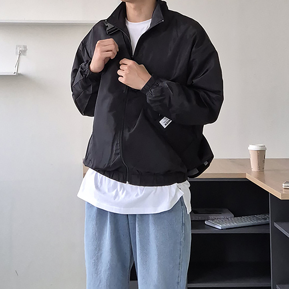 남자 바람막이 오버핏 봄 가을 집업 남자 자켓 - 메인 이미지