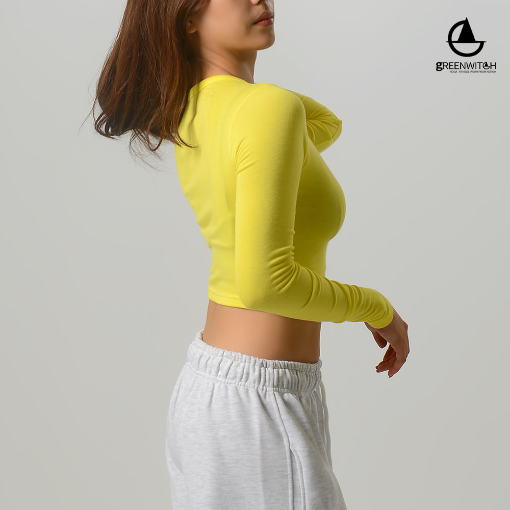 그리니치 유연한 텐션감 또또스냅 크롭티 필라테스 요가복 - 상세 이미지 4