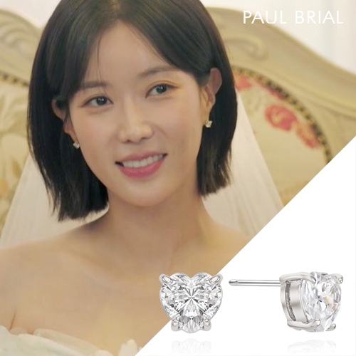 (여자)아이들 우기 귀걸이 임수향 폴브리알 주얼리 하트 큐빅 귀걸이 8mm PUBE0308 - 상세 이미지 3