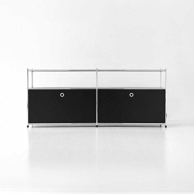 심플리 2x2 수납장 2문 BC601 1520mmx400mm640mm, 2단, 매트블랙 1185.8846 - 메인 이미지