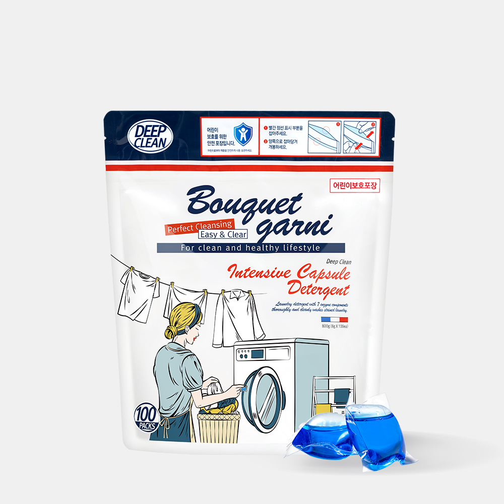 [100개입] 부케가르니 초고농축 캡슐세제 일반 드럼 겸용 로즈향 딥클린 올인원 세탁세제 추천