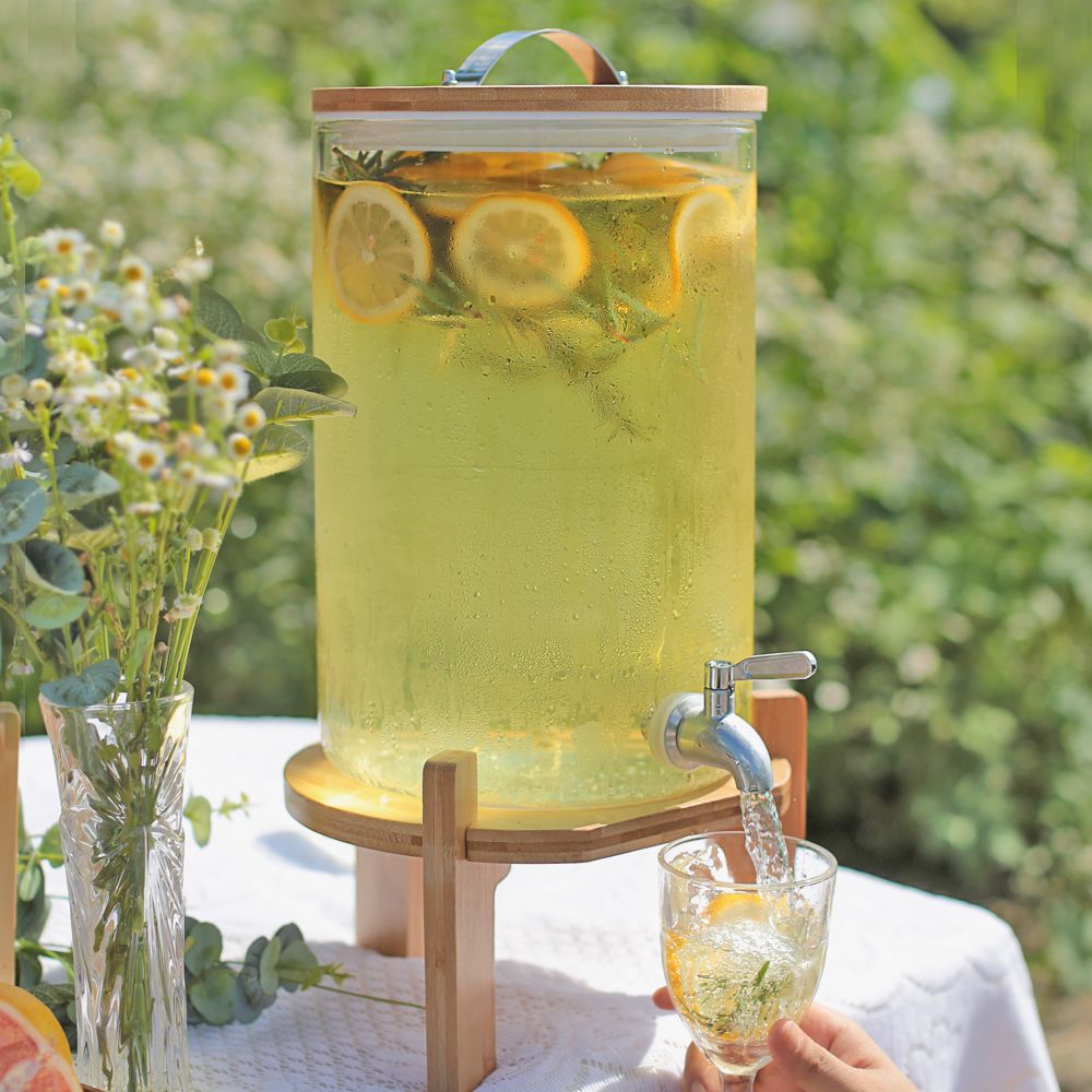 우루 내열유리 음료 디스펜서 대용량 5L/7.5L/10L 케이터링 호텔 뷔페 카페 홈파티