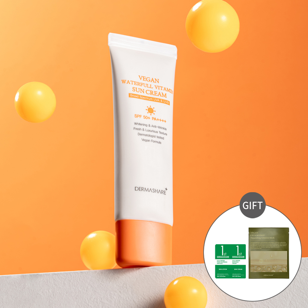 더마쉐어 비건 저자극 워터풀 비타민 워터프루프 수분 선크림 50g SPF50+PA++++ - 메인 이미지