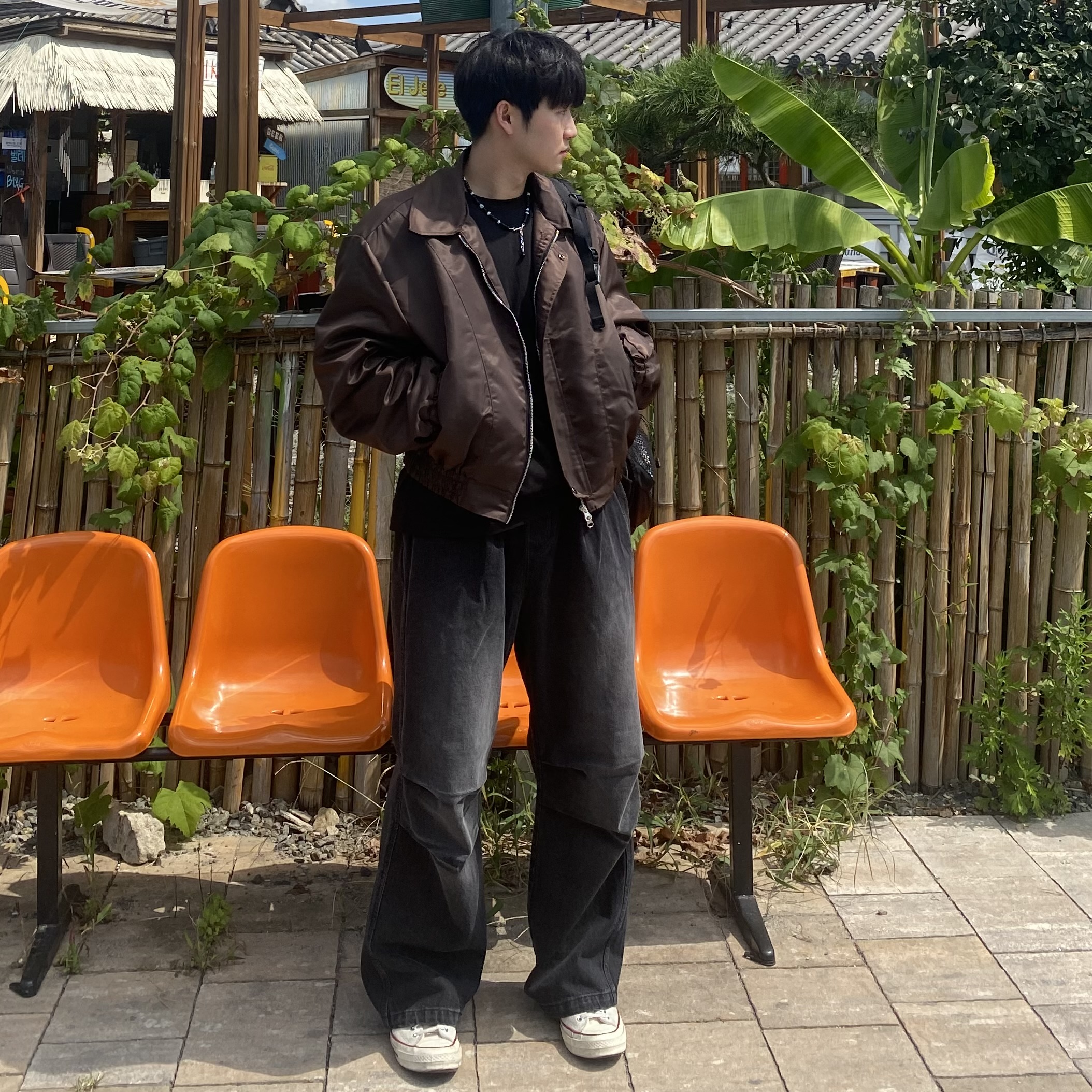 남자 블루종 자켓 크롭 집업 야상 오버핏 - 상세 이미지 5