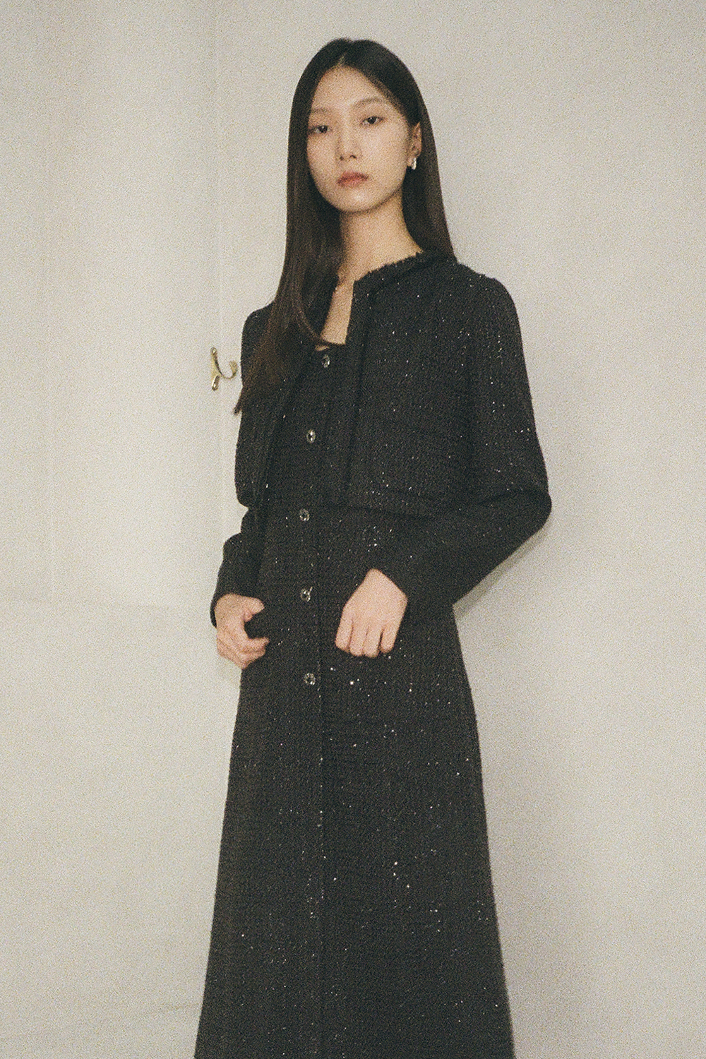 JANE U neck Sleeveless Tweed dress_black - 상세 이미지 5
