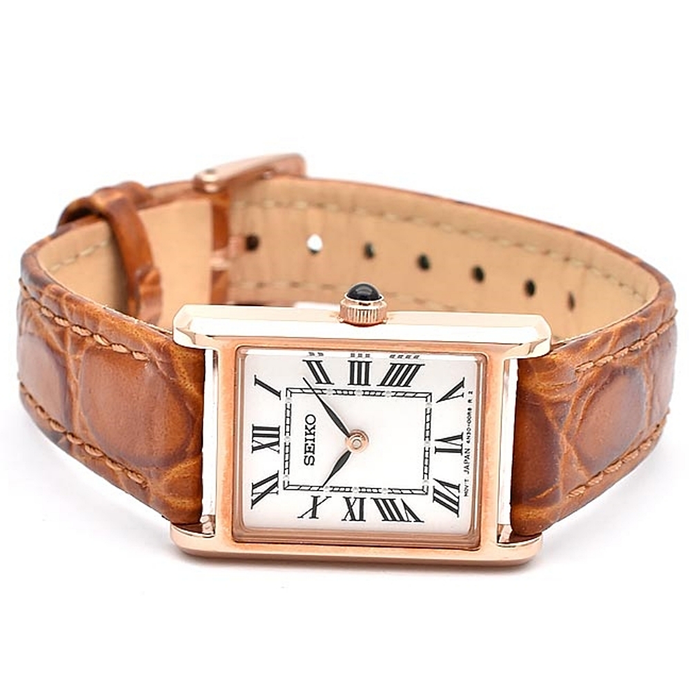 세이코 SEIKO 한정판 금장 스퀘어 세르띠에 여자 손목 캐주얼 시계 SSEH006 - 상세 이미지 3
