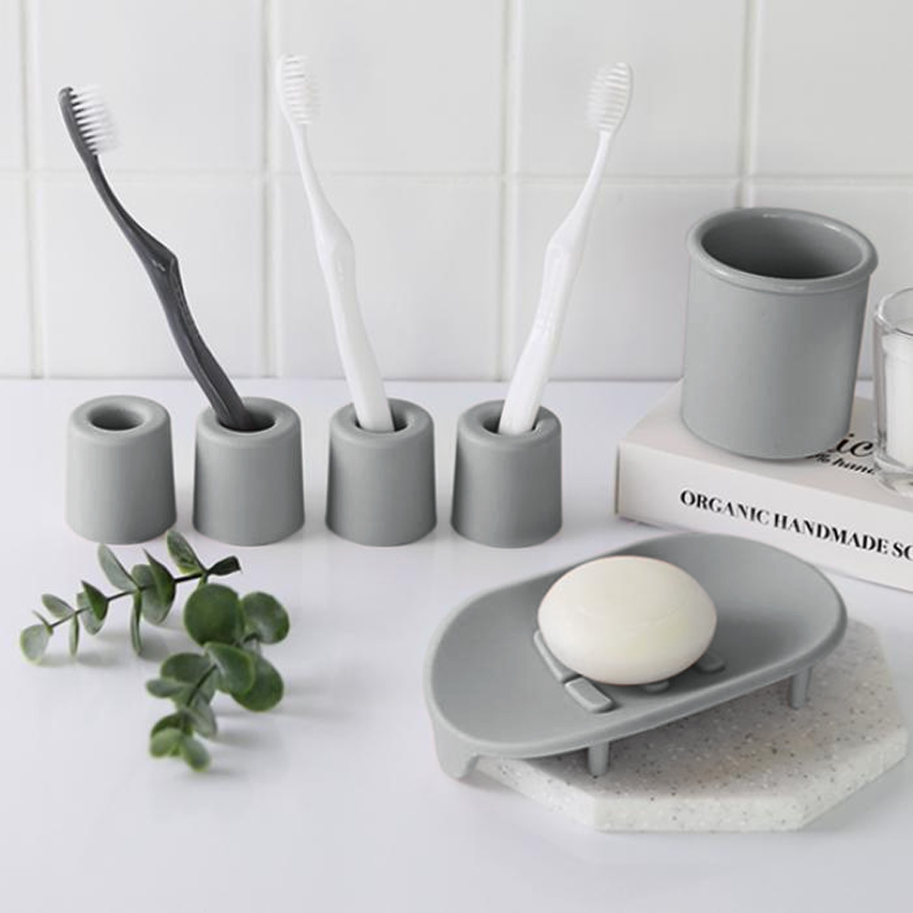 국산 항균 실리콘 욕실정리용품 2/4인세트(양치컵, 비누받침대, 칫솔꽂이)