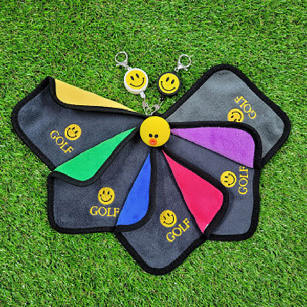 스마일 골프 수건 골프공 볼 타올 골프악세사리 캐디용품 양면 릴 5종세트
