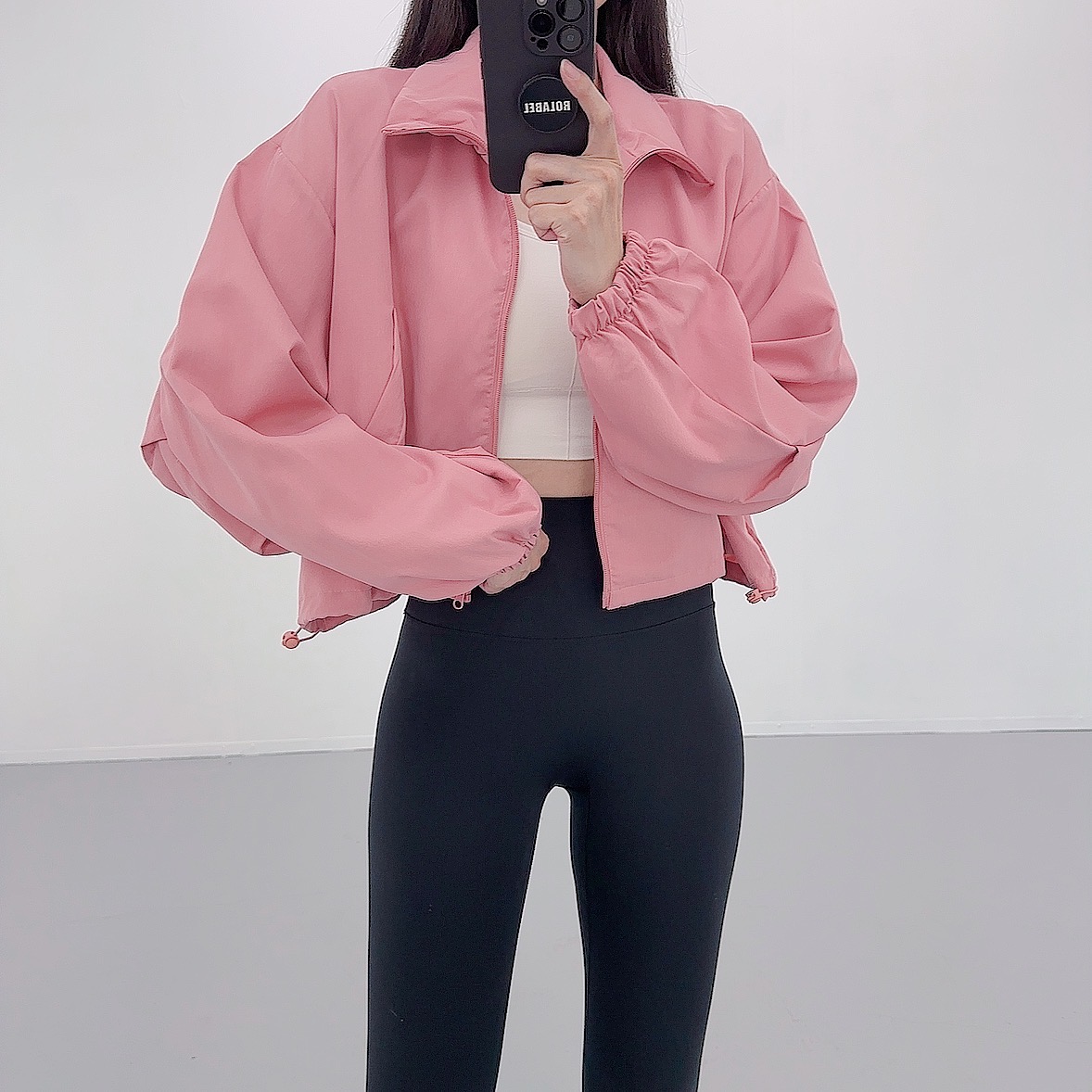 로라벨 달링 크롭 가을 간절기 여성 바람막이 아노락 야상 점퍼 봄 오버핏 후드집업 아우터 - 상세 이미지 4