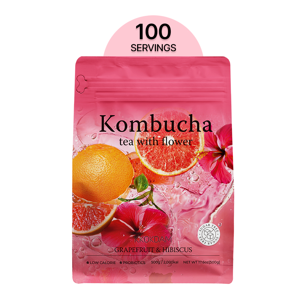 꽃을담다 플라워 콤부차 벌크파우치 500g 자몽히비스커스/레몬국화 탕비실용 100잔분량 이미지 6