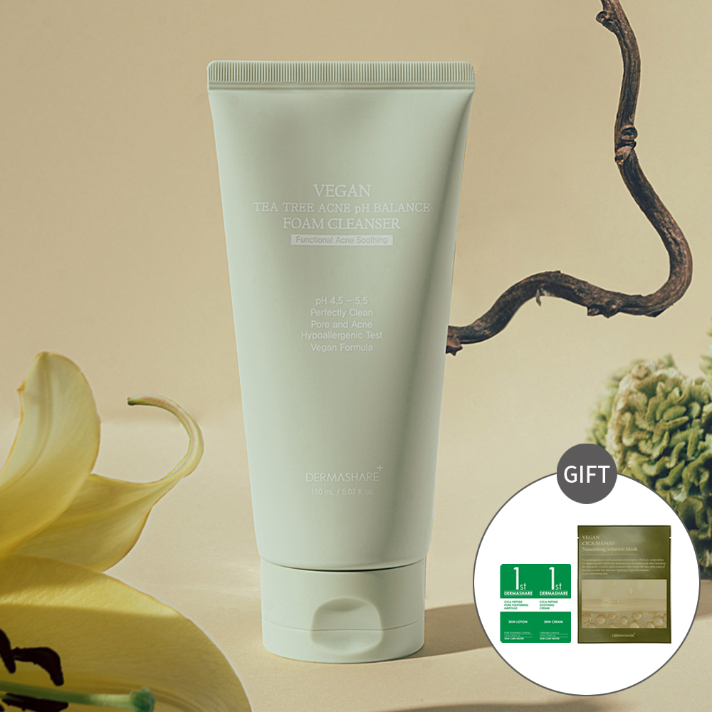 더마쉐어 비건 티트리 여드름 기능성 아크네 피에이치 밸런스 약산성 폼 클렌저 150ml - 메인 이미지