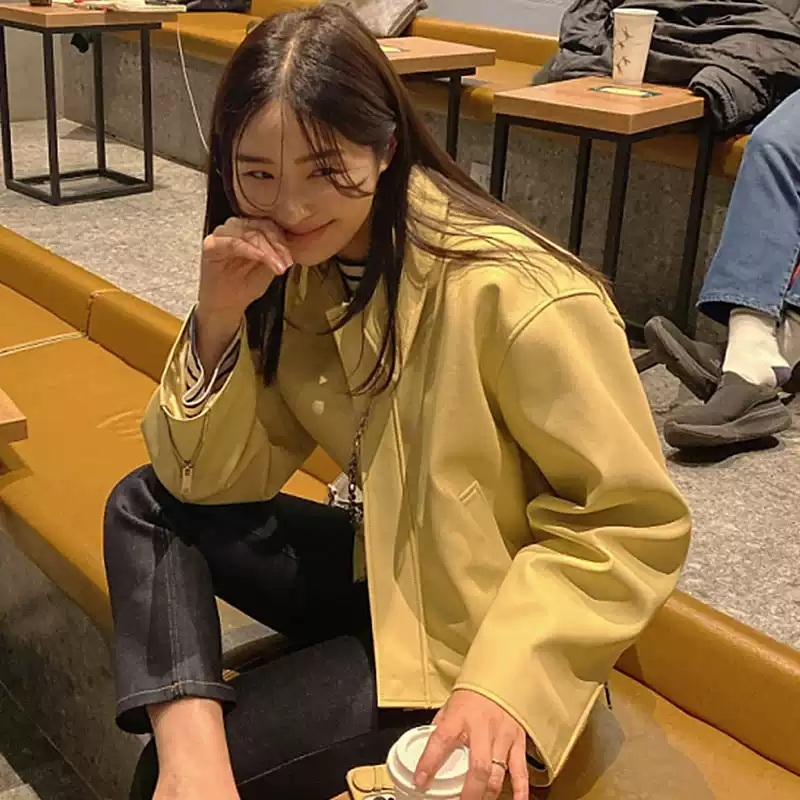 지옥에서 온 판사 3화 박신혜 자켓 옐로우 강빛나 가죽 레더 의상 옷 패션 - 상품 이미지