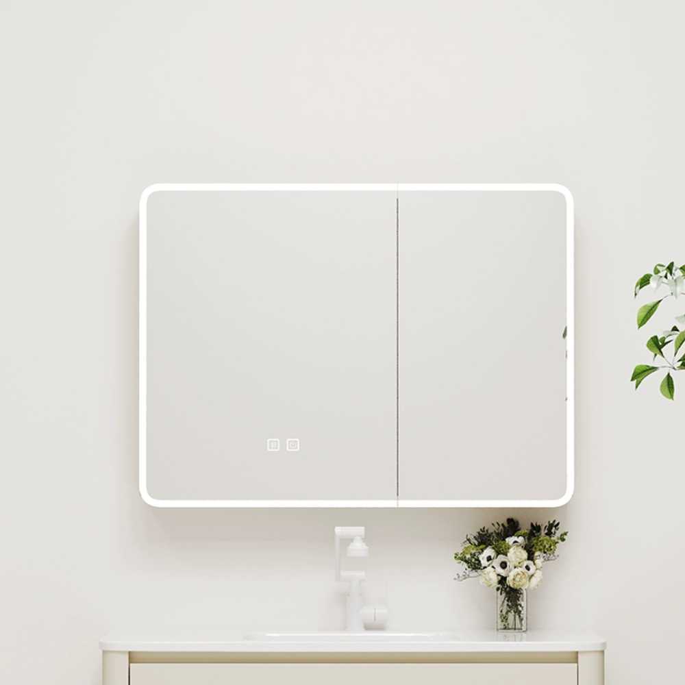 LED 화장실장 간접 조명 거울 스마트 플랩장 전면 크림 60cm - 상세 이미지 4