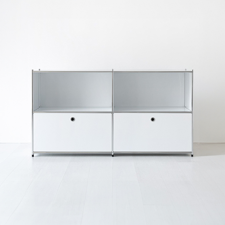 심플리 2x2 수납장 2문 BC017 1520mmx400mmx820mm, 2단, 퓨어화이트 8441.5247 - 메인 이미지