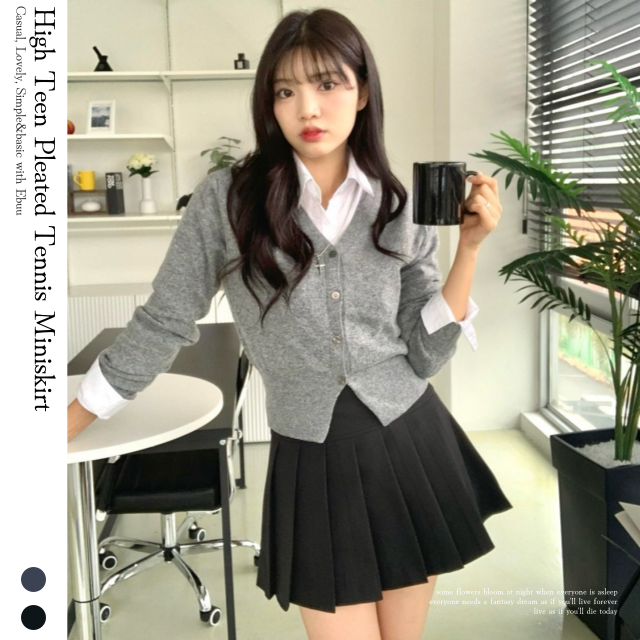 스쿨룩 플리츠 속바지 테니스 주름 미니스커트 - 상세 이미지 4