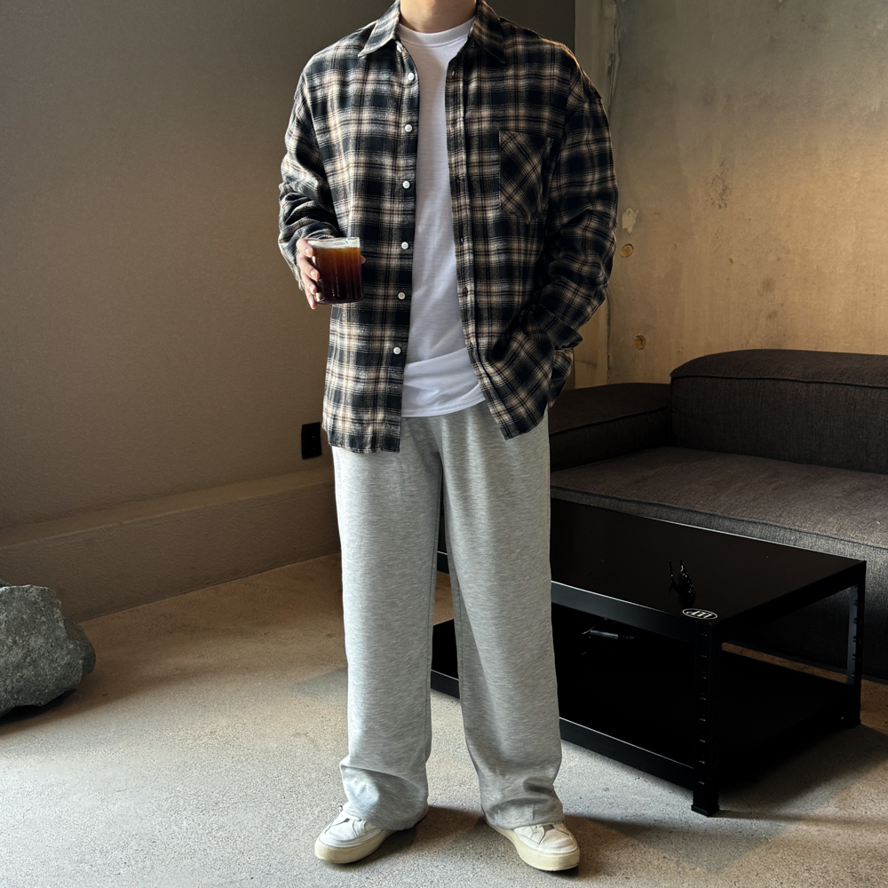 1+1 남자체크남방 오버핏셔츠 이미지 6