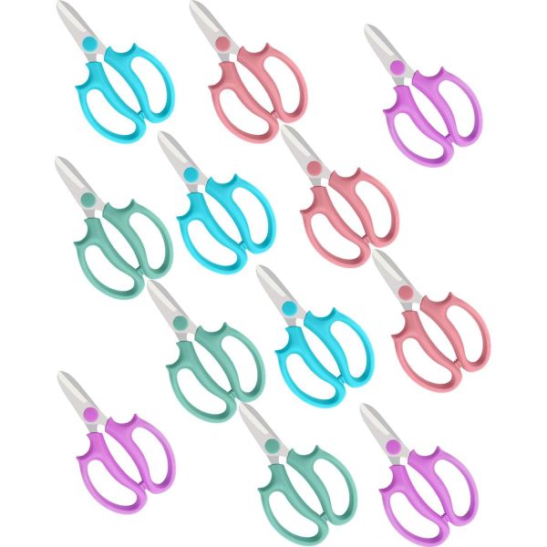 BINCKIN꽃 가위 스테인리스 스틸 꽃 12개 신선한 줄기용 정원 식물 가위블루 그린 핑크 바이올렛 12 Pcs : 벨레브오