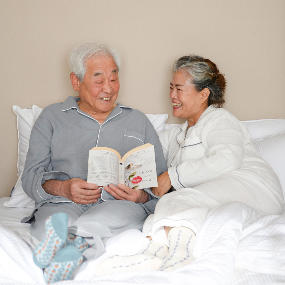 거즈면 잠옷 세트 부모님 커플잠옷 순면 실내복 - 메인 이미지