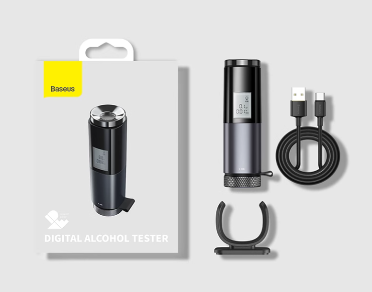 Baseus LED 알코올 테스터 알코올 감지기 USB 충전식 음주 측정기 고감도 센서 - 상세 이미지 4