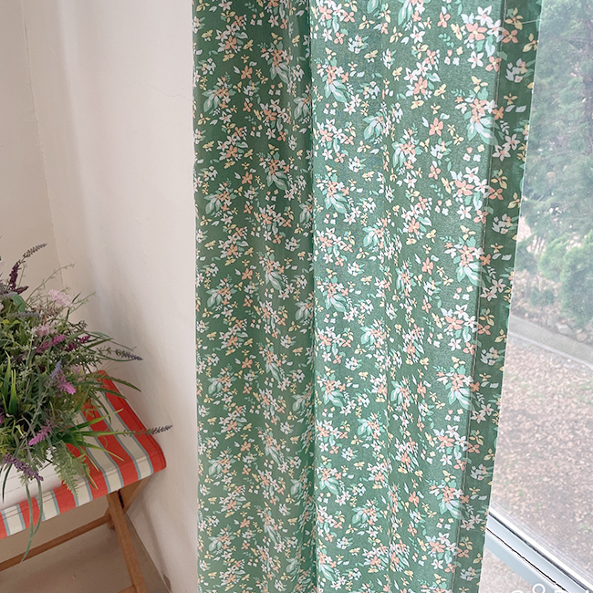 바이아미 스무드 잔꽃 플라워 빈티지 아이방 커튼 맞춤 제작
