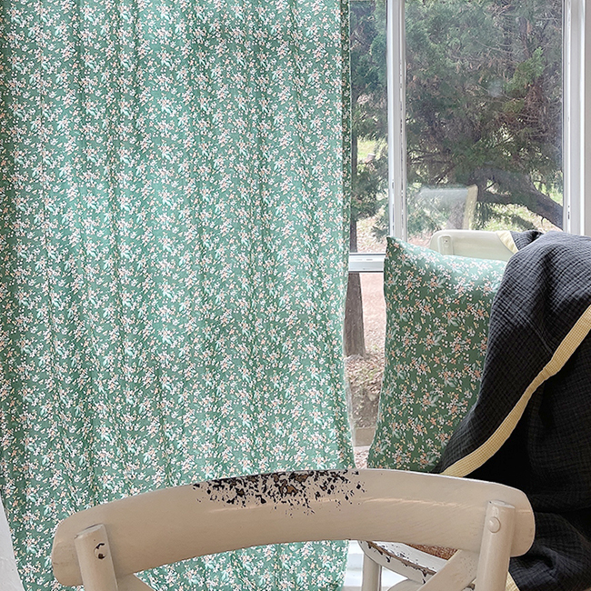 바이아미 스무드 잔꽃 플라워 빈티지 아이방 커튼 맞춤 제작