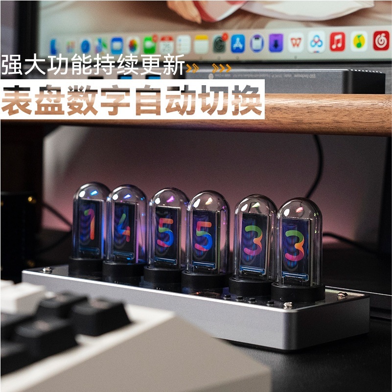 진공관시계 데스크테리어 레트로 감성 발광 RGB - 상세 이미지 3
