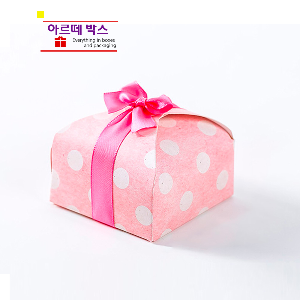 P 패키징 머핀포장 리본박스 커스텀 리본 사각 핑크 7.5x7.5x3.5 - 메인 이미지