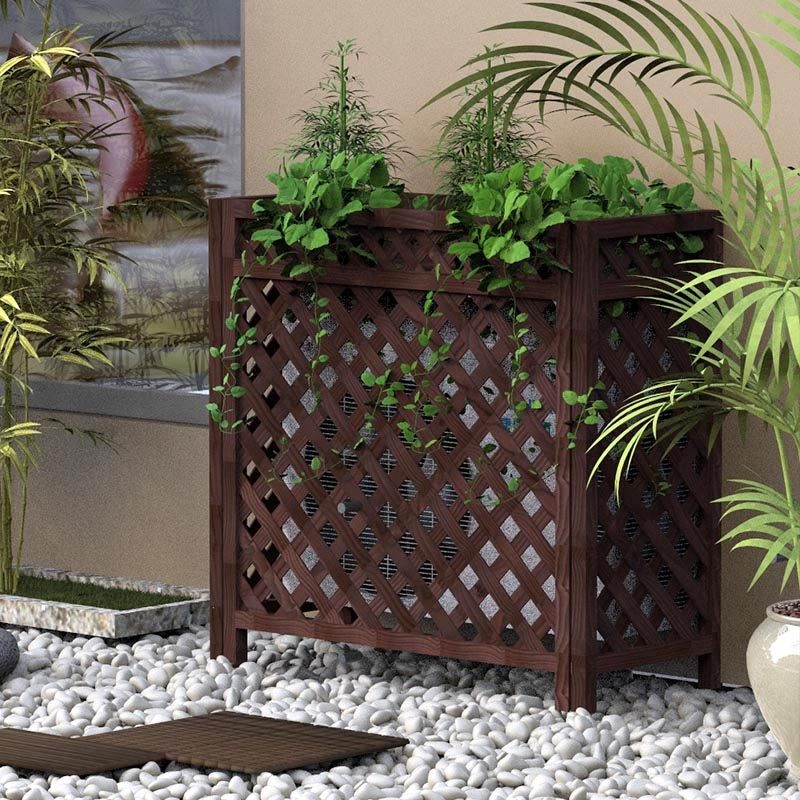 우드 에어컨 실외기 케이스 가림막 커버 차광막