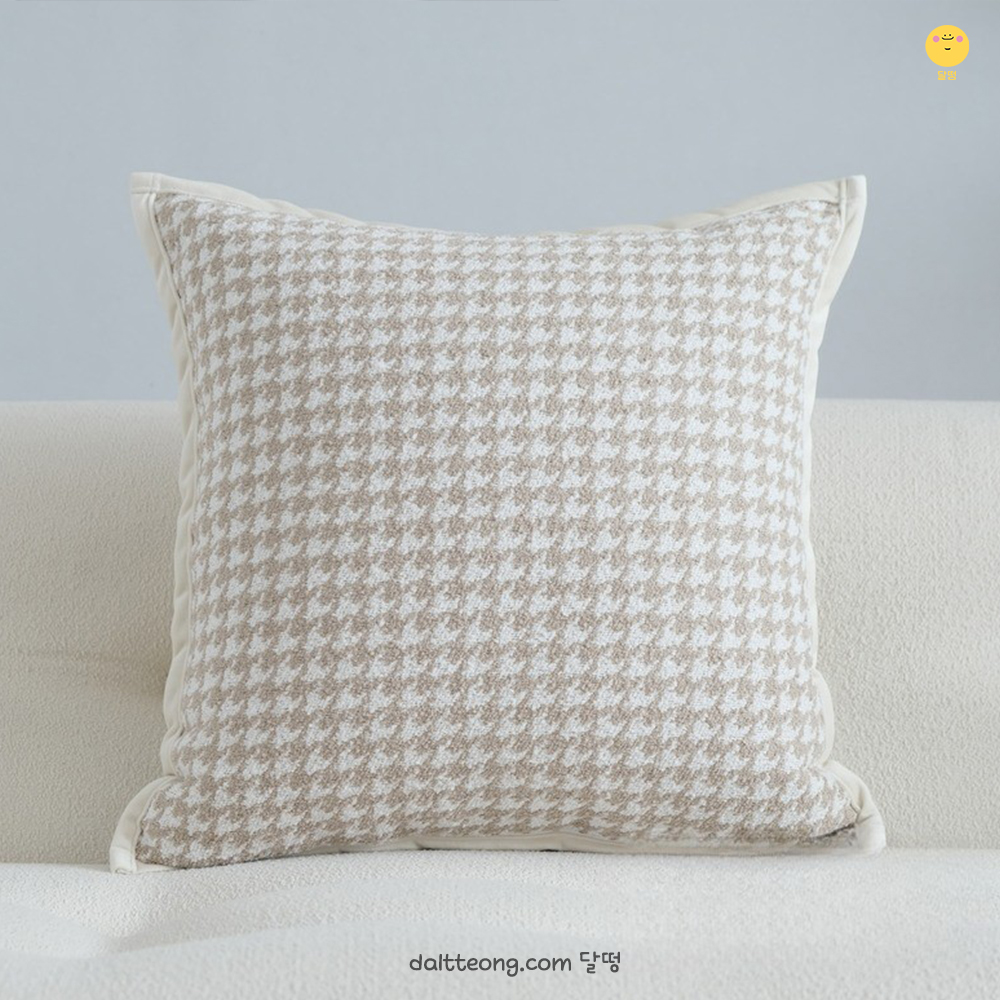 달떵 북유럽 크림베이지 하운드투스 거실 쇼파 쿠션 커버 인테리어 고급 패브릭 벨벳