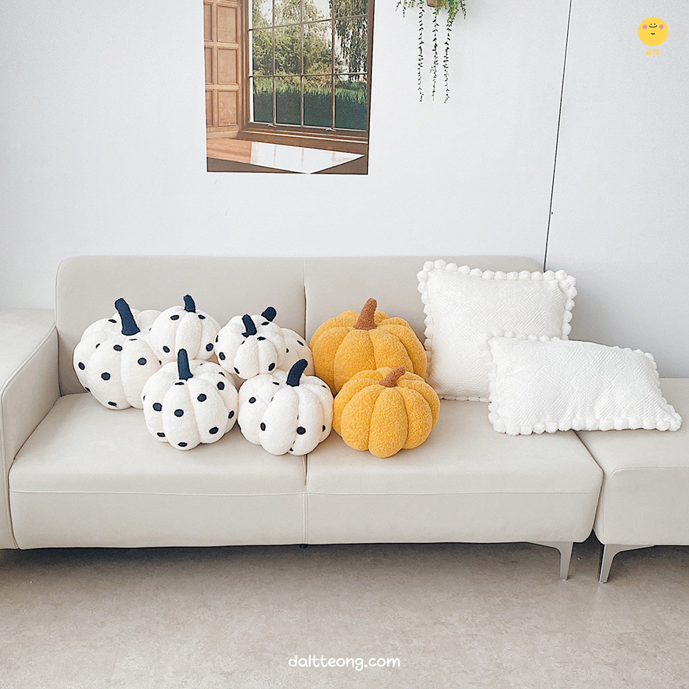달떵 귀여운 노랑 호박 원형 쇼파 쿠션 침대 포인트 예쁜 패브릭 감성 포인트 인테리어