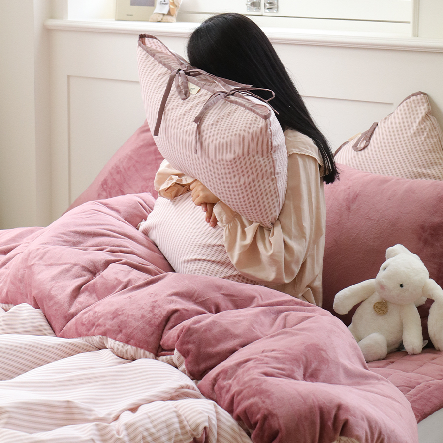 극세사이불 겨울 차렵이불 이음선없는 광폭 옥수수솜 시티팝 스트라이프 4색상 단품 SS