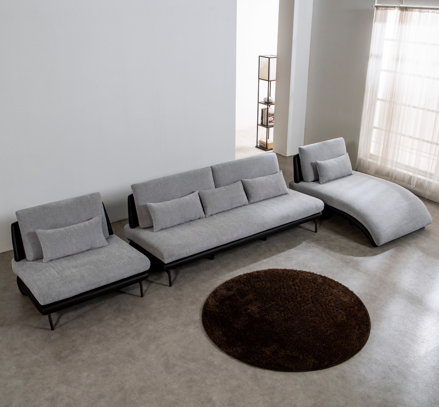 수아브 루디 부클레 레이븐 3인 패브릭 소파 팔걸이 없는 소파