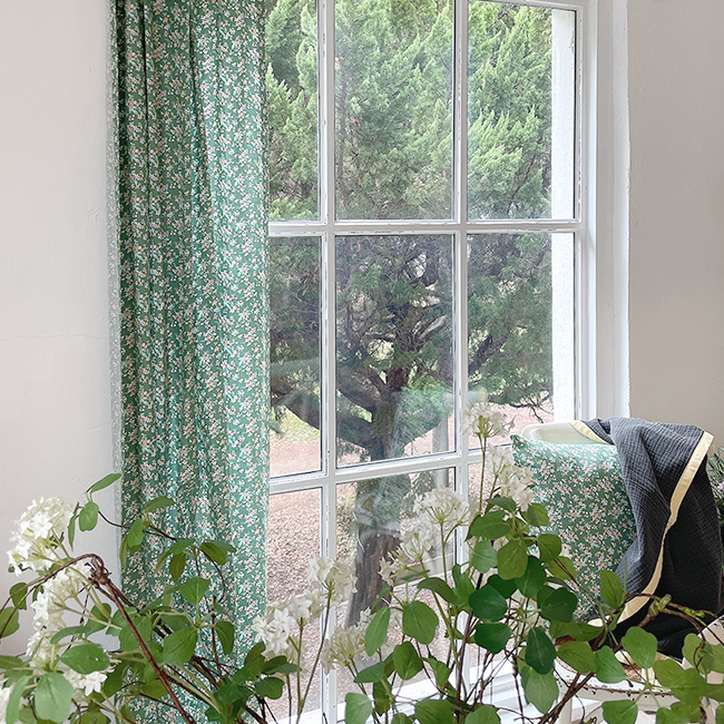 바이아미 스무드 잔꽃 플라워 빈티지 아이방 커튼 맞춤 제작