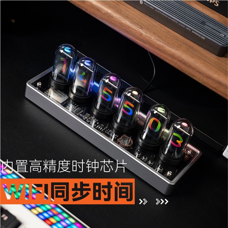 진공관시계 데스크테리어 레트로 감성 발광 RGB - 상세 이미지 5