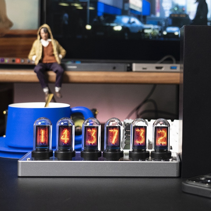 진공관시계 데스크테리어 레트로 감성 발광 RGB - 메인 이미지