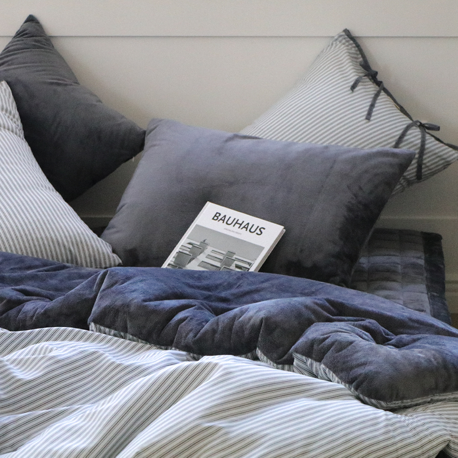 극세사이불 겨울 차렵이불 이음선없는 광폭 옥수수솜 시티팝 스트라이프 4색상 단품 SS