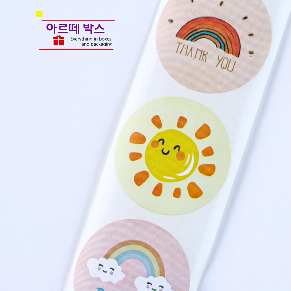 P 스티커 구디백 박스포장 웨딩 답례품 파스텔 날씨 25mm 4입 1장 - 상품 이미지