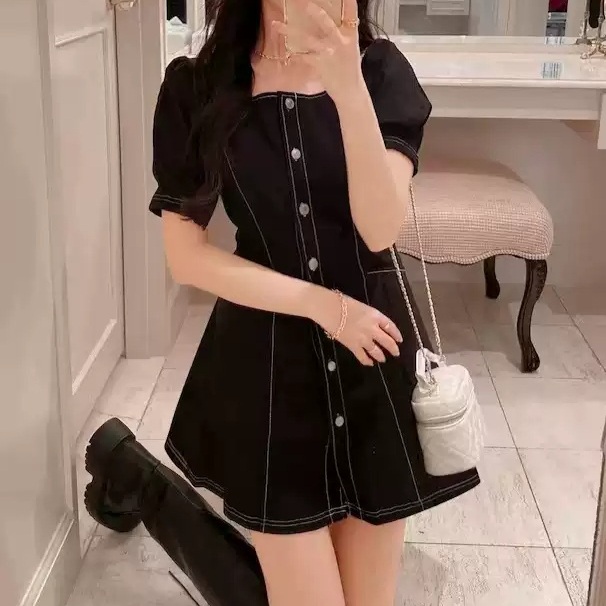 엄마친구아들 13화 정소민 원피스 반팔 배석류 스퀘어넥 A라인 의상 옷 패션 - 상품 이미지