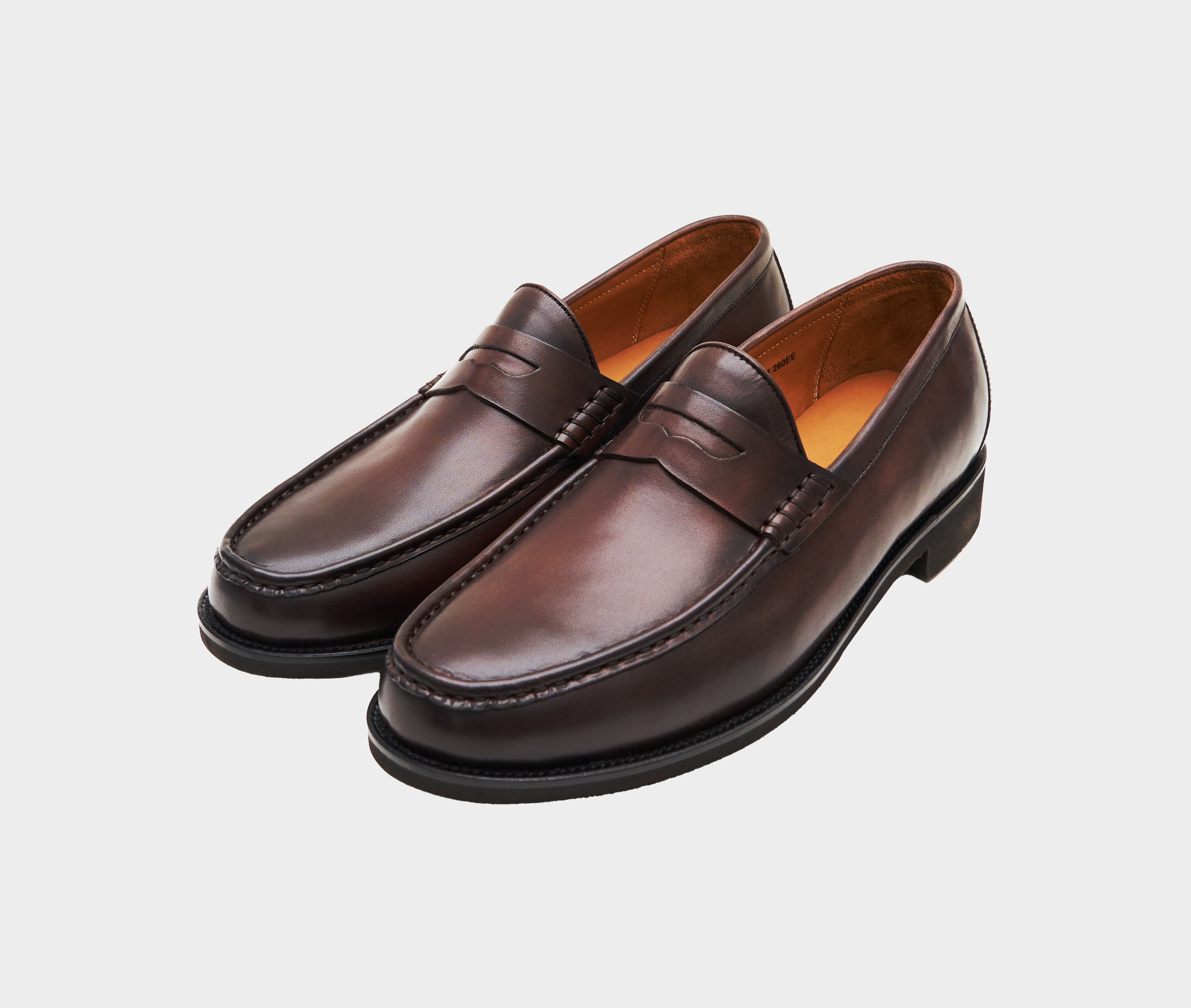 로퍼 엘모 라이트 다크브라운 이태리산 송아지가죽 초경량 발편한 남자 수제화 구두