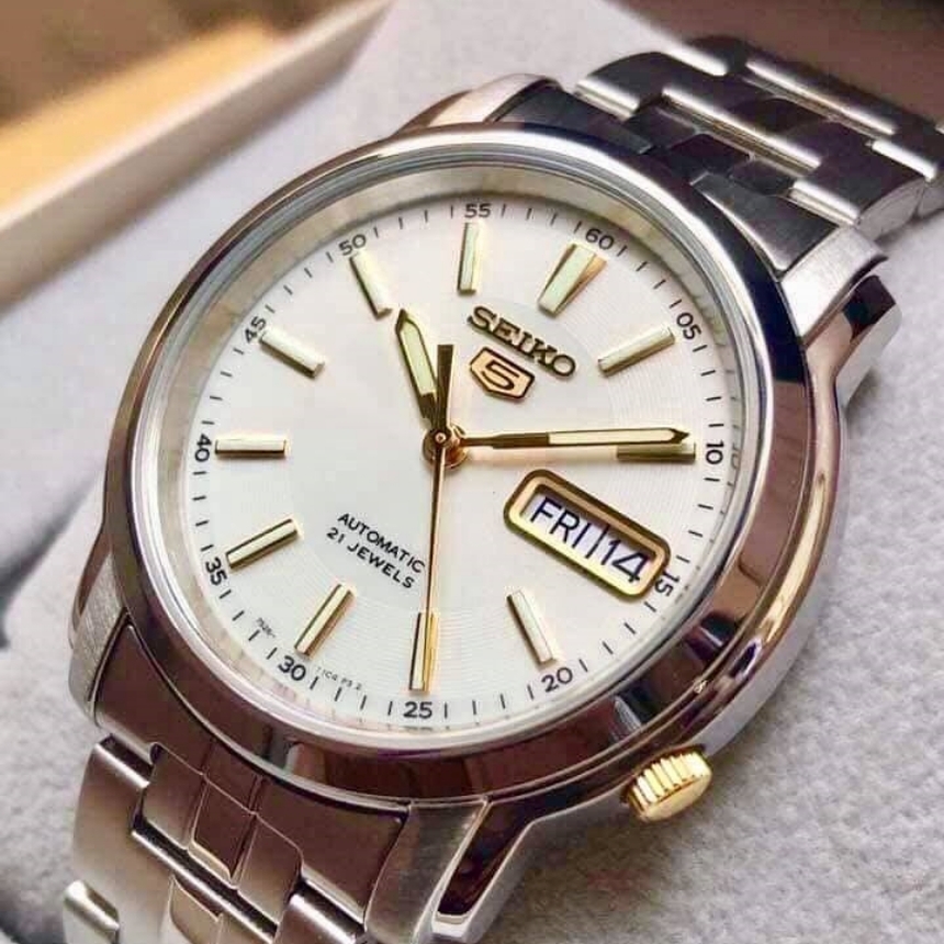 세이코 SEIKO 오토매틱 흰판 금장 남자 손목 캐주얼 시계 SNKL77 - 상세 이미지 2