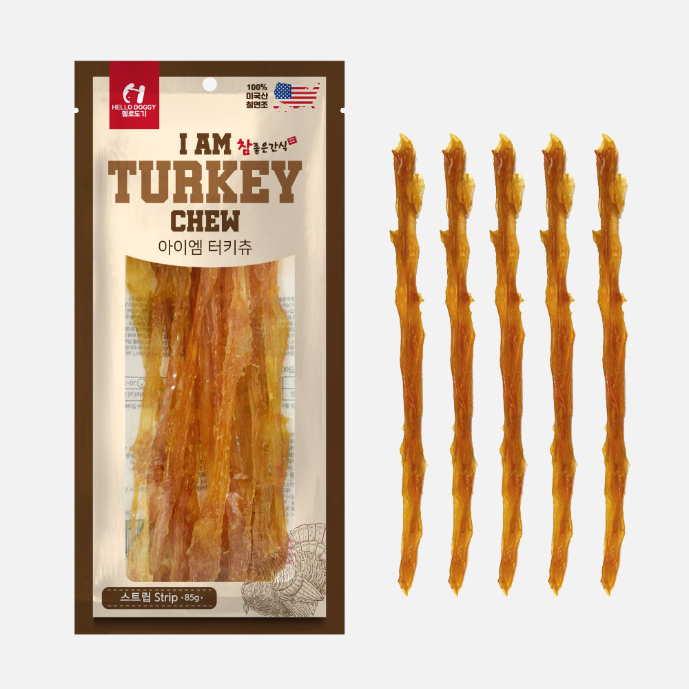 헬로도기 아이엠터키츄 강아지터키츄 오래먹는 이갈이 간식 스트립, 85g, 1개 - 메인 이미지